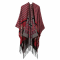 Amazon Top Seller  Best Price Wave Stripe  Knitting Winter Wrap Blanket Cashmere Poncho Shawl With Custom Tassel